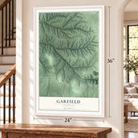 Garfield, Arkansas map, 24 x 36 inch print in a white frame by a staircase