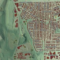Second close-up of the map of Garfield Heights, Ohio print showing more streets and buildings