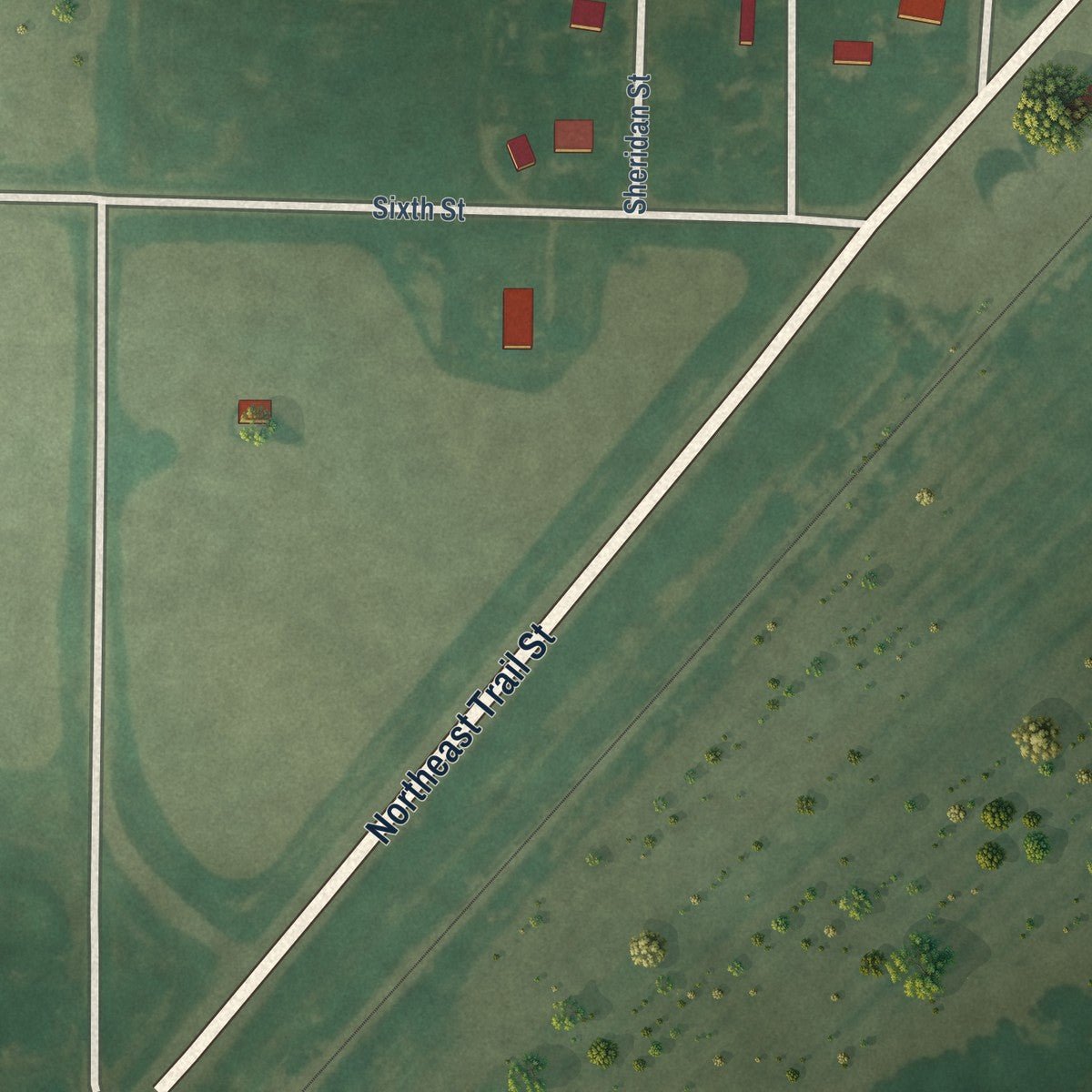Second close-up of the map of Garfield, Kansas print showing more streets and buildings