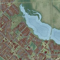 Second close-up of the map of Garland, Texas print showing more streets and buildings