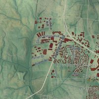 Second close-up of the map of Garner, North Carolina print showing more streets and buildings