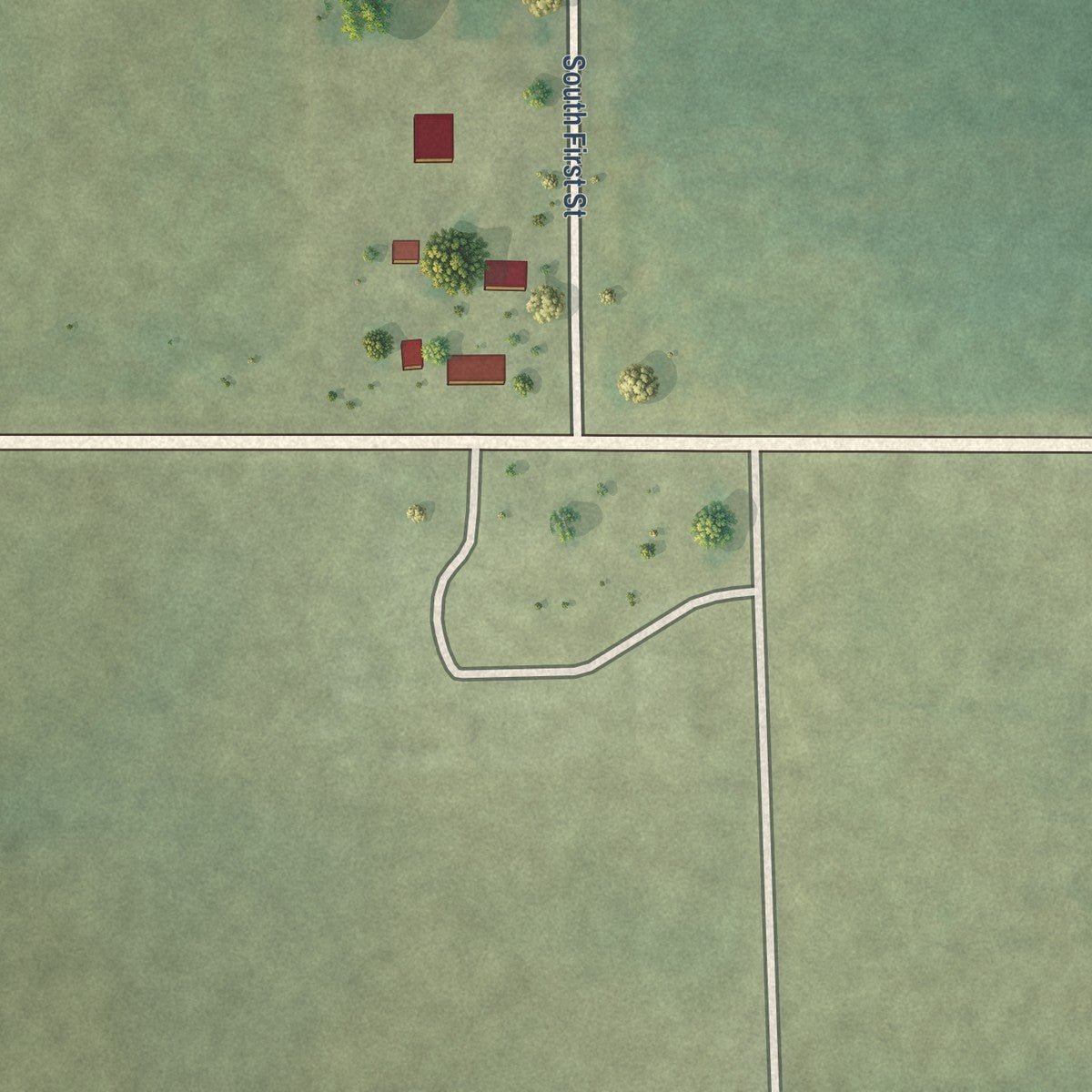 Second close-up of the map of Garrett, Illinois print showing more streets and buildings