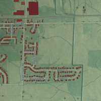 Second close-up of the map of Garrett, Indiana print showing more streets and buildings