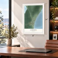 Garrison, Minnesota map, 18 x 24 inch print in a white frame in a home office