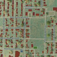 Second close-up of the map of Garrison, North Dakota print showing more streets and buildings
