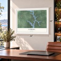 Gasburg, Virginia map, 18 x 24 inch print in a white frame in a home office