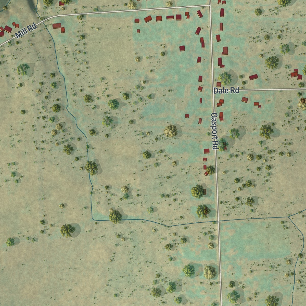 Second close-up of the map of Gasport, New York print showing more streets and buildings