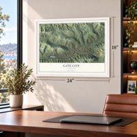 Gate City, Virginia map, 18 x 24 inch print in a white frame in a home office
