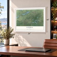 Gateway, Alaska map, 18 x 24 inch print in a white frame in a home office