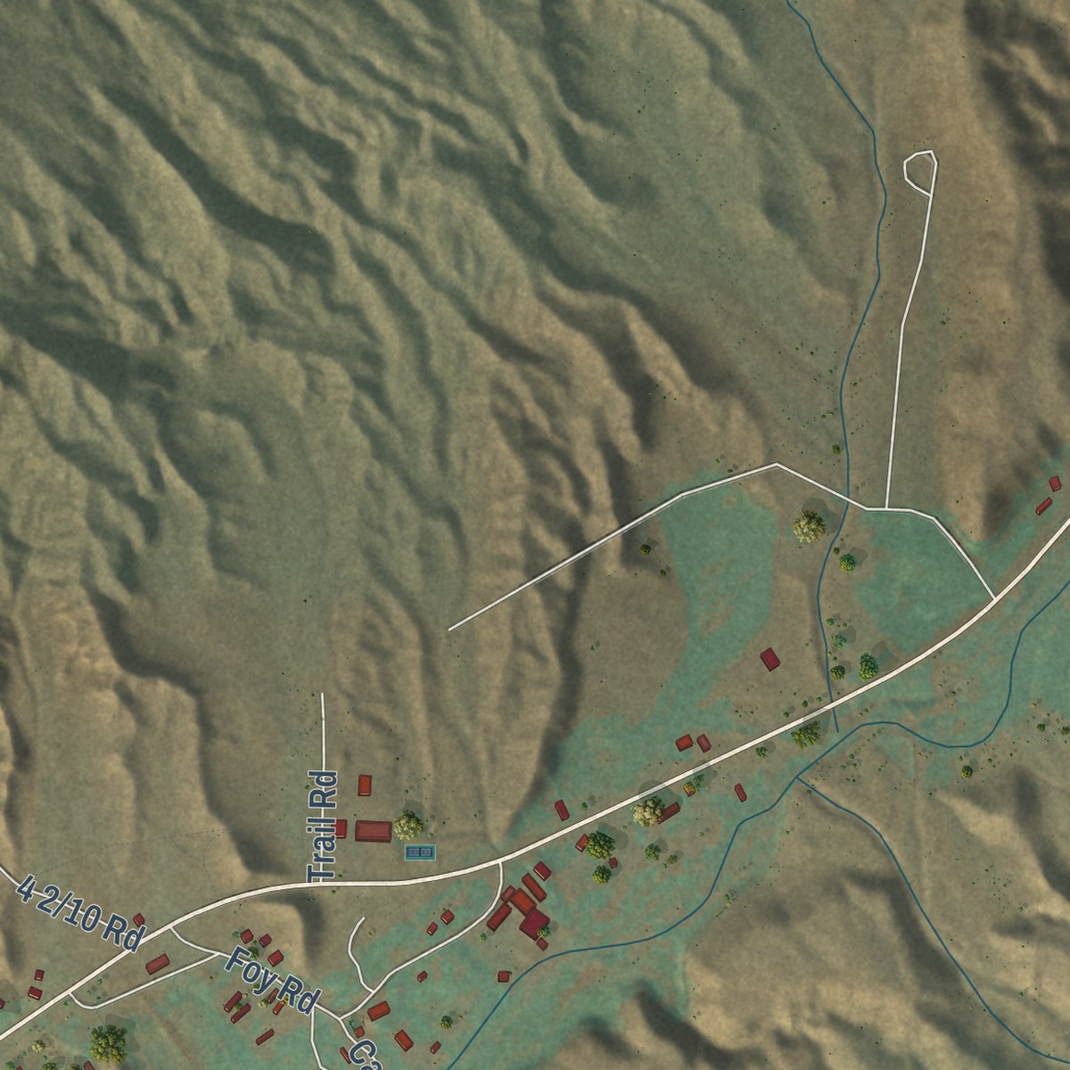 Second close-up of the map of Gateway, Colorado print showing more streets and buildings