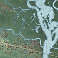 Second close-up of the map of Gautier, Mississippi print showing more streets and buildings