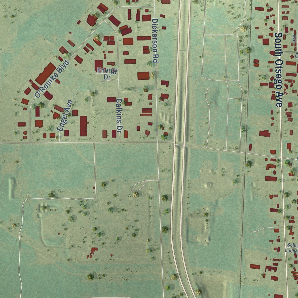 Second close-up of the map of Gaylord, Michigan print showing more streets and buildings