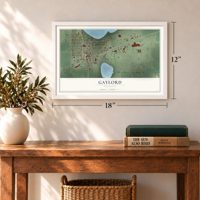 Gaylord, Minnesota map, 12 x 18 inch print in a white frame in an entryway