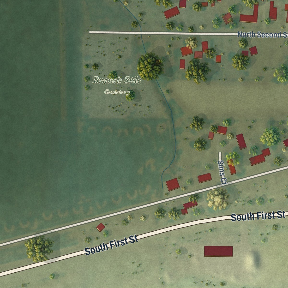 Second close-up of the map of Gays, Illinois print showing more streets and buildings