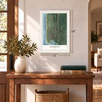 Gearhart, Oregon map, 12 x 18 inch print in a white frame in an entryway