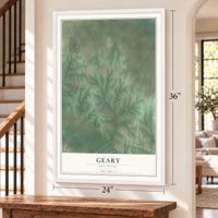 Geary, Oklahoma map, 24 x 36 inch print in a white frame by a staircase