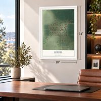 Geddes, South Dakota map, 18 x 24 inch print in a white frame in a home office