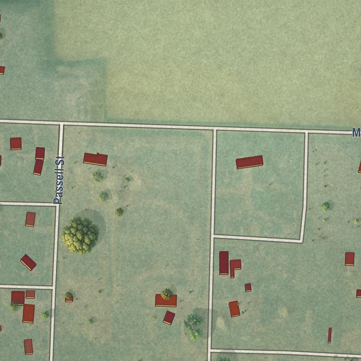 Second close-up of the map of Gem, Kansas print showing more streets and buildings