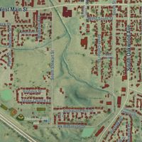 Second close-up of the map of Geneseo, Illinois print showing more streets and buildings