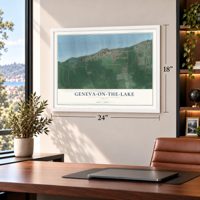 Geneva-on-the-Lake, Ohio map, 18 x 24 inch print in a white frame in a home office