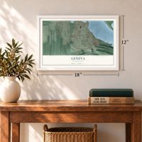 Geneva, Washington map, 12 x 18 inch print in a white frame in an entryway