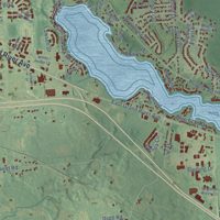 Second close-up of the map of Genoa, Michigan print showing more streets and buildings