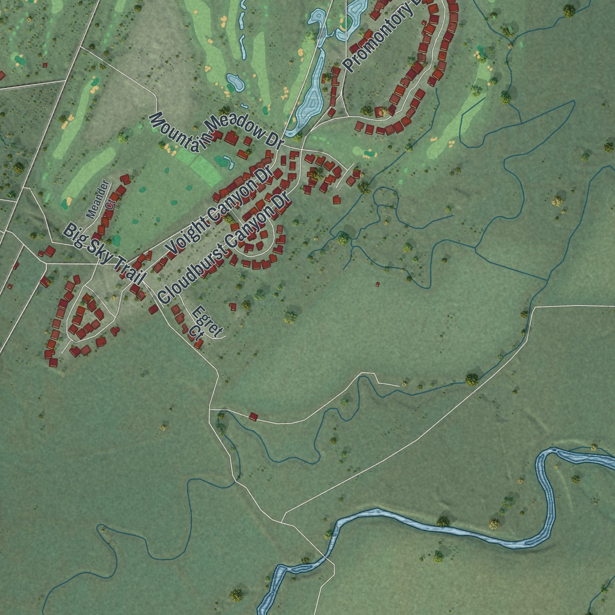 Second close-up of the map of Genoa, Nevada print showing more streets and buildings