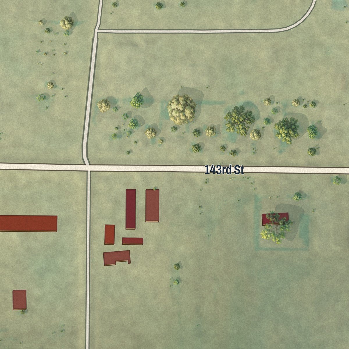 Second close-up of the map of Genola, Minnesota print showing more streets and buildings