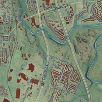 Second close-up of the map of Georgetown, Kentucky print showing more streets and buildings