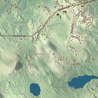 Close-up of the map of Georgetown, Massachusetts print showing terrain and local geography