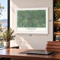 Georgetown, Massachusetts map, 18 x 24 inch print in a white frame in a home office
