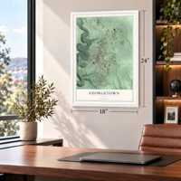 Georgetown, Ohio map, 18 x 24 inch print in a white frame in a home office
