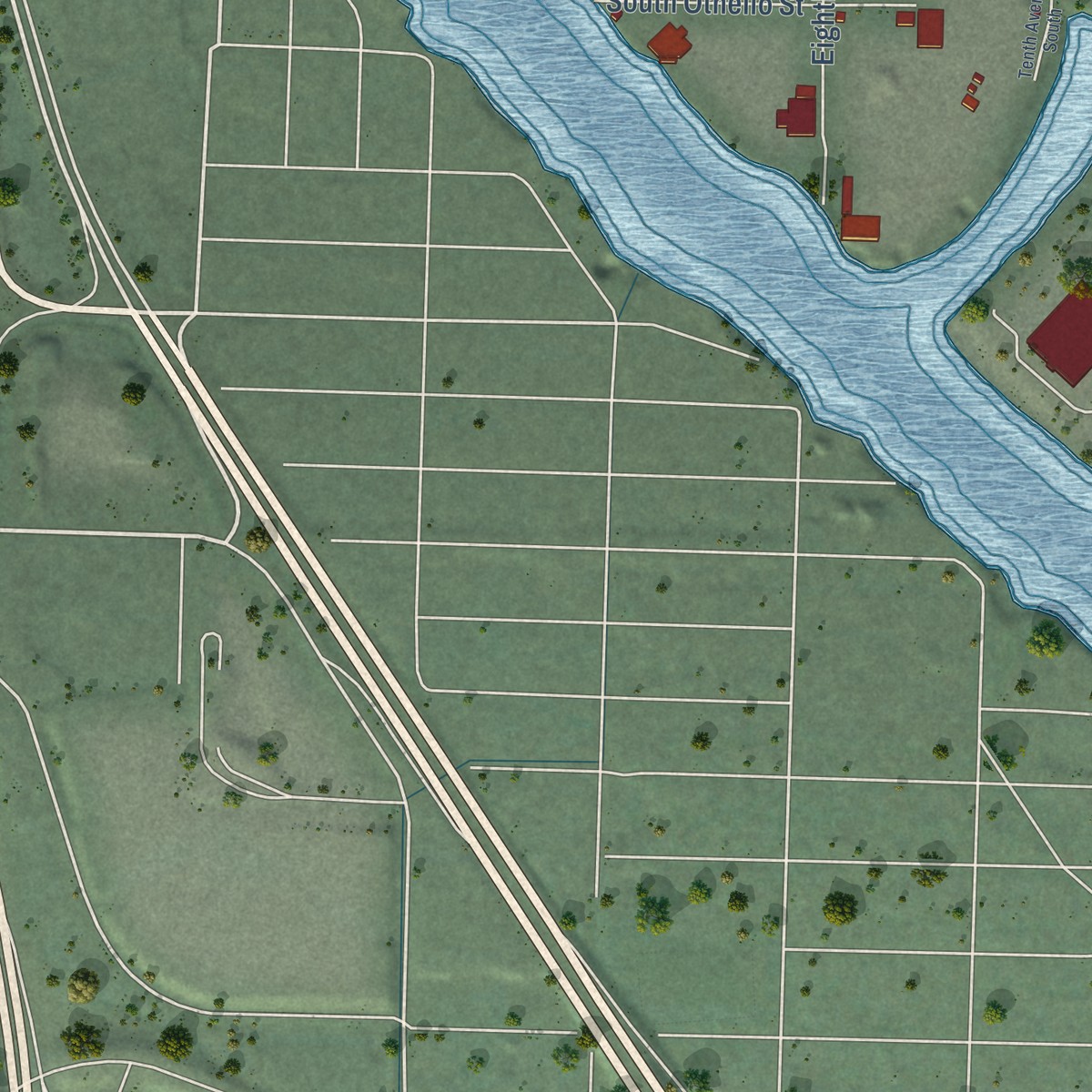 Second close-up of the map of Georgetown, Washington print showing more streets and buildings