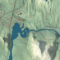 Close-up of the map of Georgia, Vermont print showing terrain and local geography