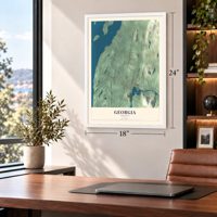 Georgia, Vermont map, 18 x 24 inch print in a white frame in a home office