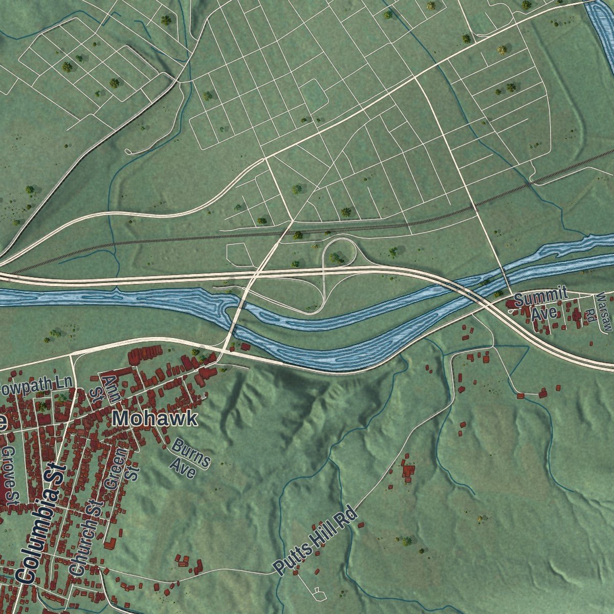 Second close-up of the map of German Flatts, New York print showing more streets and buildings