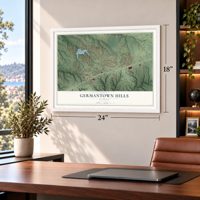Germantown Hills, Illinois map, 18 x 24 inch print in a white frame in a home office