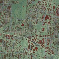 Second close-up of the map of Germantown, Tennessee print showing more streets and buildings