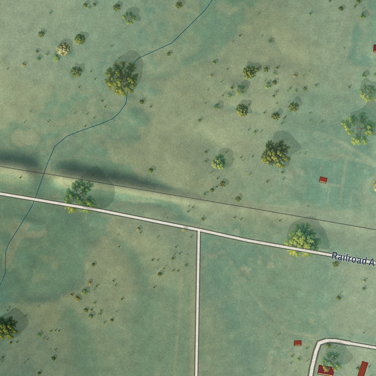 Second close-up of the map of Geyser, Montana print showing more streets and buildings