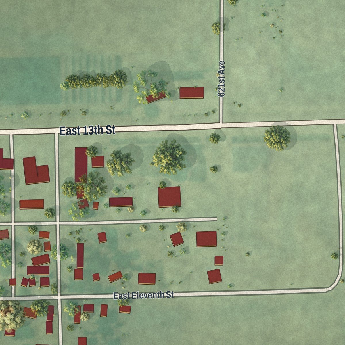 Second close-up of the map of Gibbon, Minnesota print showing more streets and buildings