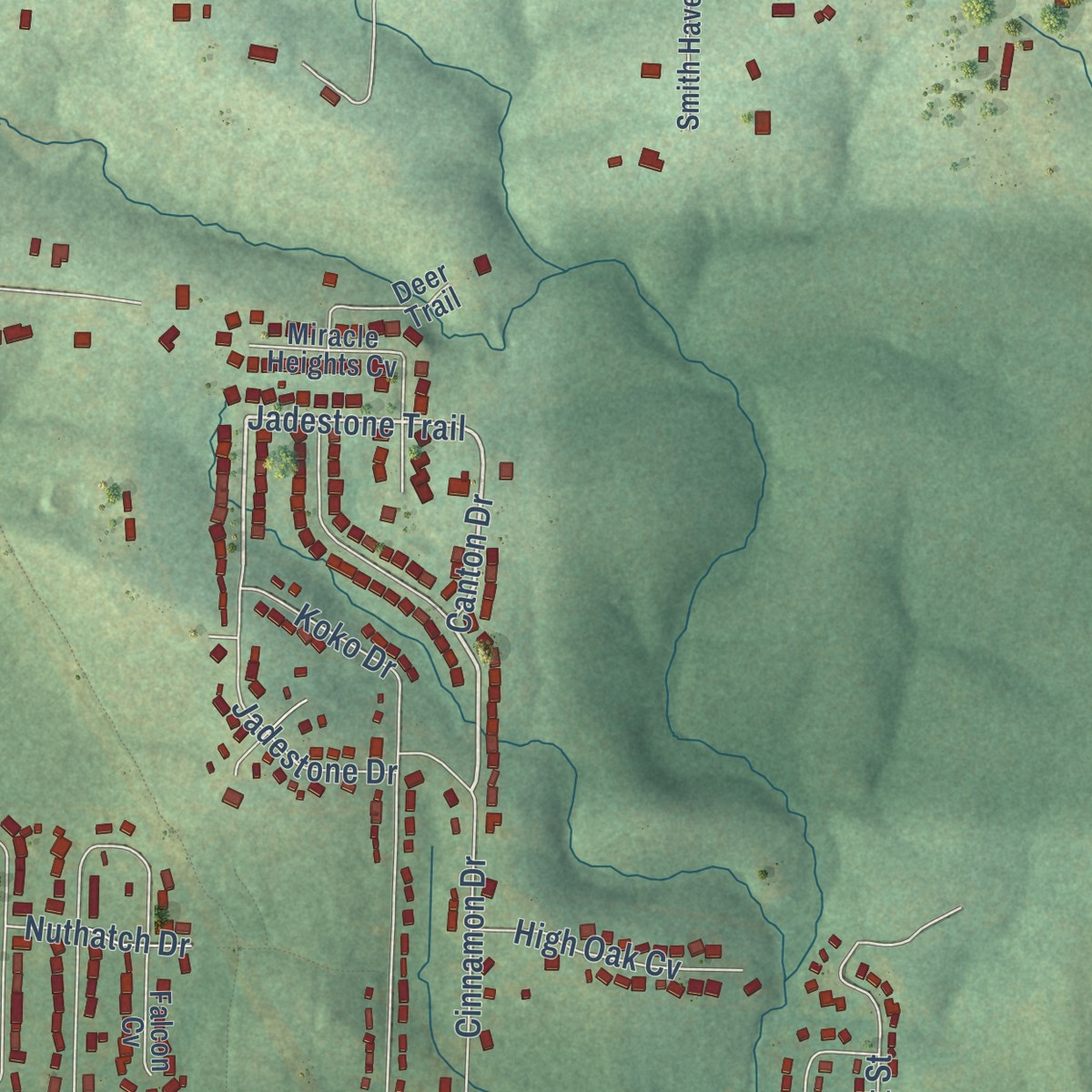 Second close-up of the map of Gibson, Arkansas print showing more streets and buildings