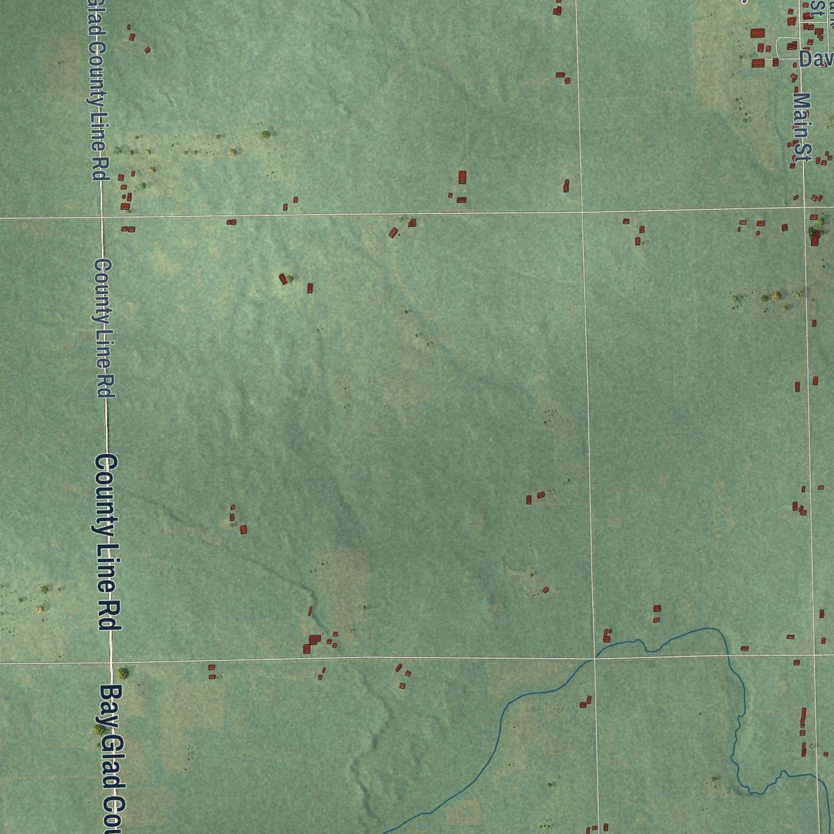 Second close-up of the map of Gibson, Michigan print showing more streets and buildings