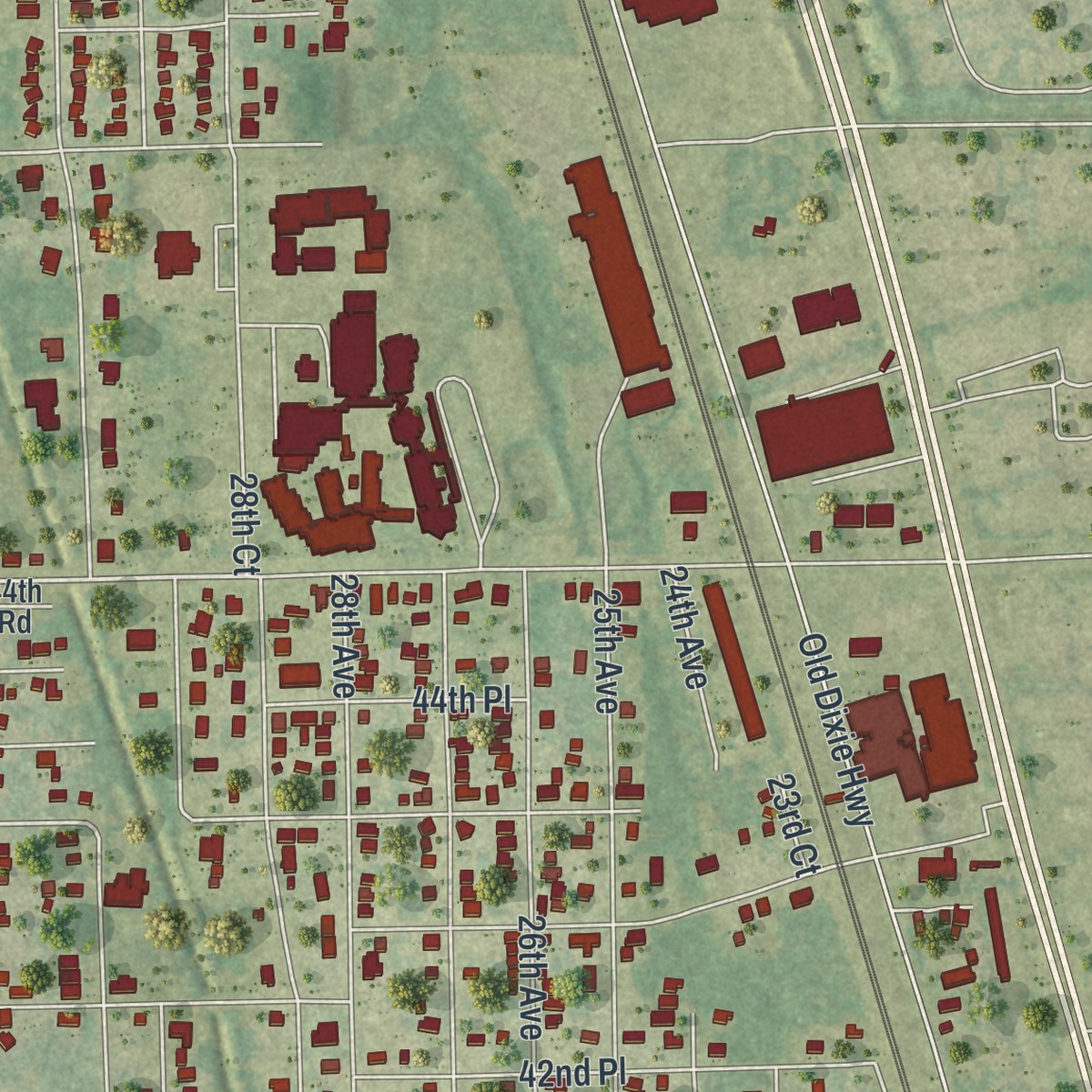 Second close-up of the map of Gifford, Florida print showing more streets and buildings