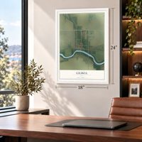 Gilboa, Ohio map, 18 x 24 inch print in a white frame in a home office