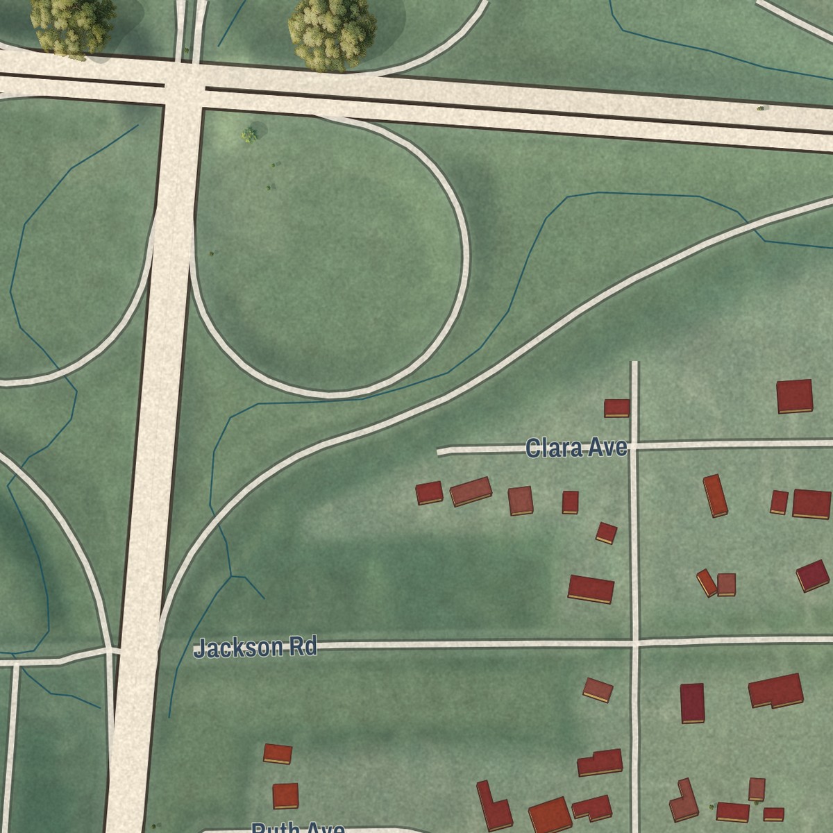 Second close-up of the map of Gilmer Park, Indiana print showing more streets and buildings
