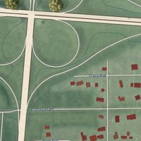 Second close-up of the map of Gilmer Park, Indiana print showing more streets and buildings