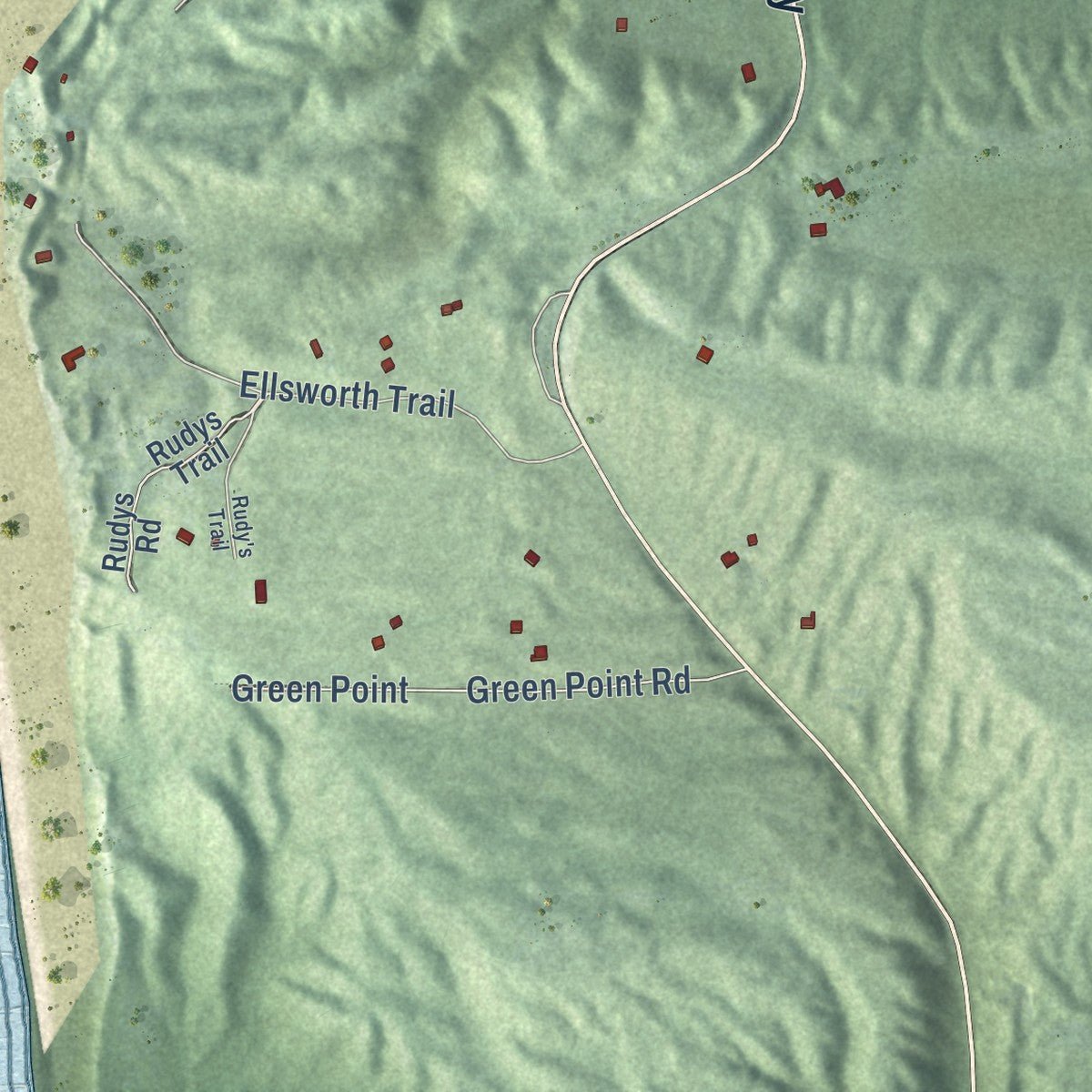 Second close-up of the map of Gilmore, Benzie County, Michigan print showing more streets and buildings