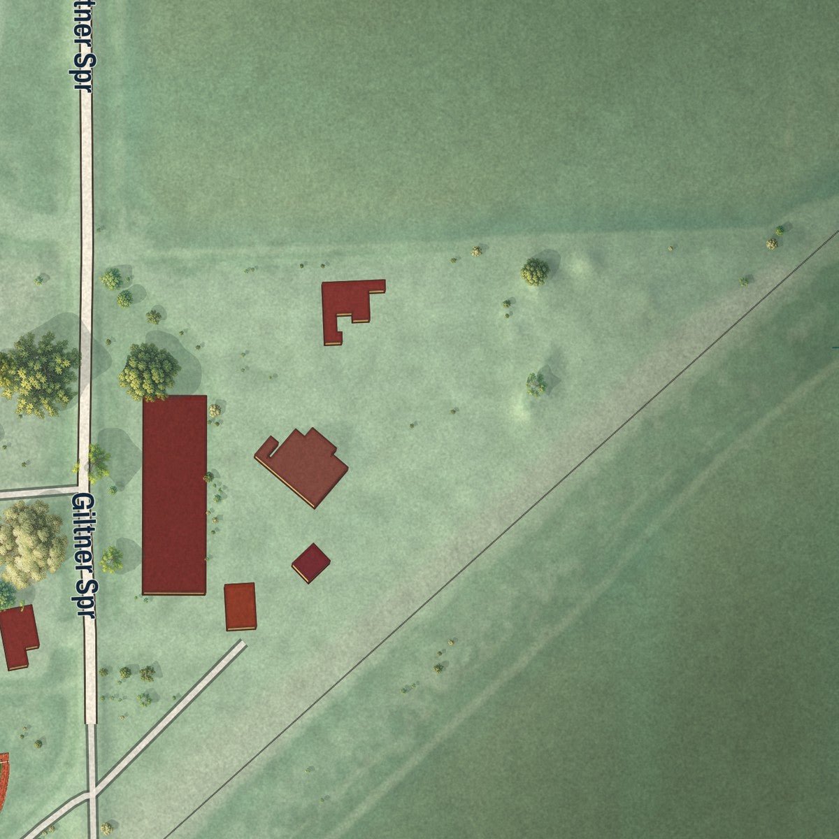 Second close-up of the map of Giltner, Nebraska print showing more streets and buildings