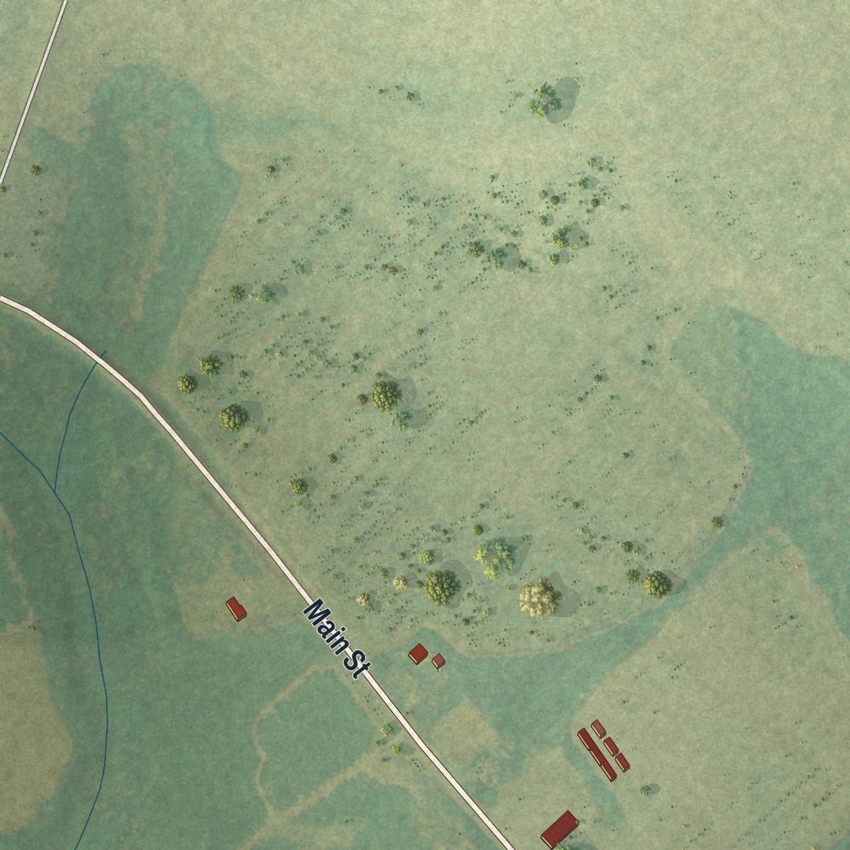 Second close-up of the map of Girard, Georgia print showing more streets and buildings