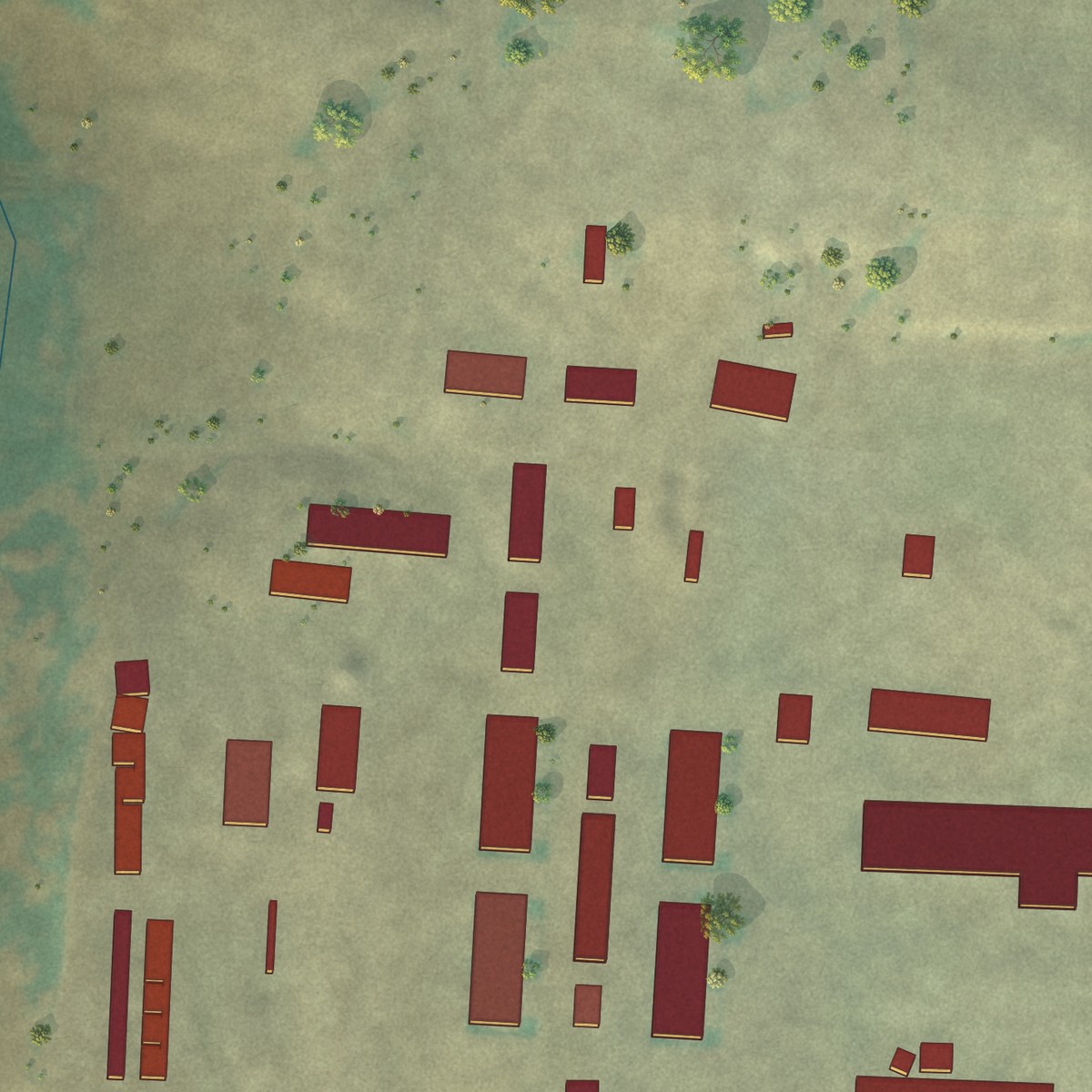 Second close-up of the map of Glacier Colony, Montana print showing more streets and buildings